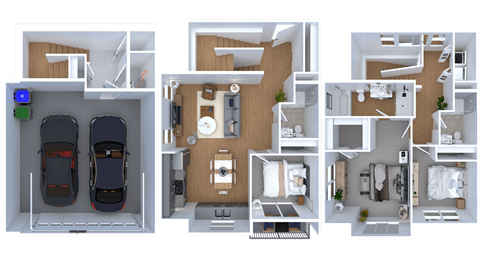Floor plan for 3 beds, 3 baths, 1513 sqft